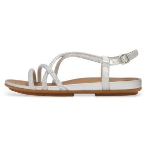 Fitflop für Damen. A3Z-011 Gracie Crystal Riemchen-Sandalen Silber (38), Leder, Wohnung, Schnalle, Lässig, Party Fitflop für Damen. A3Z-011 Gracie Crystal Riemchen-Sandalen Silber (38), Leder, Wohnung, Schnalle, Lässig, Party