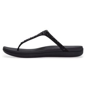 Fitflop für Damen. A5Y-001 Sandalias Solay Mixed-Crystal Toe schwarz (38), Leder, Wohnung, Keine, Lässig Fitflop für Damen. A5Y-001 Sandalias Solay Mixed-Crystal Toe schwarz (38), Leder, Wohnung, Keine, Lässig