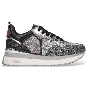 Liu Jo für Damen. BF5009TX007S3810 Turnschuhe mit Plateau und Glitzer schwarz (38), Leder, 3 bis 5 cm, Schnürsenkel, Lässig Liu Jo für Damen. BF5009TX007S3810 Turnschuhe mit Plateau und Glitzer schwarz (38), Leder, 3 bis 5 cm, Schnürsenkel, Lässig