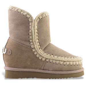 Mou für Damen. MU.FW121013A Lederstiefeletten Inner WedgeSh großes Metall-Logo taupe (38), 5 bis 8 cm, Keine, Lässig Mou für Damen. MU.FW121013A Lederstiefeletten Inner WedgeSh großes Metall-Logo taupe (38), 5 bis 8 cm, Keine, Lässig