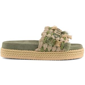 Mou für Damen. MU.SW451008K Wildleder Monoband Seil Fransen grün Sandalen (37), 3 bis 5 cm, Keine, Lässig Mou für Damen. MU.SW451008K Wildleder Monoband Seil Fransen grün Sandalen (37), 3 bis 5 cm, Keine, Lässig
