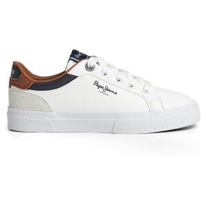 Pepe Jeans für Jungen. PBS30569 Kenton Court Leder Turnschuhe weiß (35), Wohnung, Schnürsenkel, Lässig, Kinderbekleidung Pepe Jeans für Jungen. PBS30569 Kenton Court Leder Turnschuhe weiß (35), Wohnung, Schnürsenkel, Lässig, Kinderbekleidung