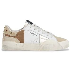 Pepe Jeans für Damen. PLS300001 Milan Crystal Leder Sneakers weiß (39), Wohnung, Schnürsenkel, Lässig Pepe Jeans für Damen. PLS300001 Milan Crystal Leder Sneakers weiß (39), Wohnung, Schnürsenkel, Lässig