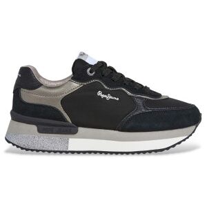 Pepe Jeans für Damen. PLS600008 Rusper Glam Leder Sneakers schwarz (36), 3 bis 5 cm, Schnürsenkel, Lässig Pepe Jeans für Damen. PLS600008 Rusper Glam Leder Sneakers schwarz (36), 3 bis 5 cm, Schnürsenkel, Lässig