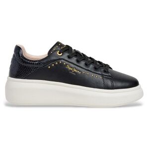 Pepe Jeans für Damen. PLS000022 Yara Glam Leder Sneakers schwarz (40), 1 bis 3 cm, Schnürsenkel, Lässig Pepe Jeans für Damen. PLS000022 Yara Glam Leder Sneakers schwarz (40), 1 bis 3 cm, Schnürsenkel, Lässig