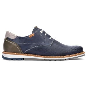 Pikolinos für Herren. M8J-4322C1 Berna Blaue Leder-Slipper (40), Wohnung, Schnürsenkel, Lässig Pikolinos für Herren. M8J-4322C1 Berna Blaue Leder-Slipper (40), Wohnung, Schnürsenkel, Lässig