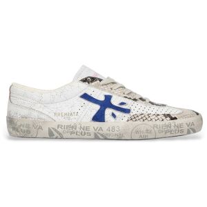 Premiata für Damen. DAVIDD Davidd Lederschuhe weiß, blau (36), Beige, Wohnung, Schnürsenkel, Lässig Premiata für Damen. DAVIDD Davidd Lederschuhe weiß, blau (36), Beige, Wohnung, Schnürsenkel, Lässig