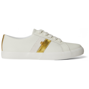 Lauren Ralph Lauren für Damen. 802P02521002 Janson II Turnschuhe aus Leder und cremefarbenem Metall (39), Weiß, Wohnung, Schnürsenkel, Lässi Lauren Ralph Lauren für Damen. 802P02521002 Janson II Turnschuhe aus Leder und cremefarbenem Metall (39), Weiß, Wohnung, Schnürsenkel, Lässi