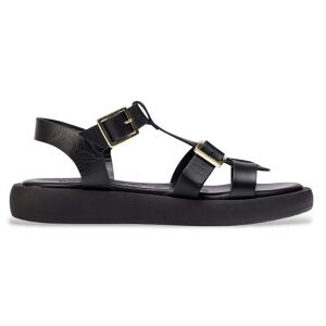 Wonders für Damen. AB-1012 Schwarze leichte Ledersandalen (36), Wohnung, 1 bis 3 cm, Schnalle, Lässig Wonders für Damen. AB-1012 Schwarze leichte Ledersandalen (36), Wohnung, 1 bis 3 cm, Schnalle, Lässig