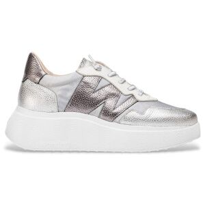 Wonders für Damen. A-3622 Zénit silberne Turnschuhe (36), Leder, 3 bis 5 cm, Schnürsenkel, Lässig Wonders für Damen. A-3622 Zénit silberne Turnschuhe (36), Leder, 3 bis 5 cm, Schnürsenkel, Lässig