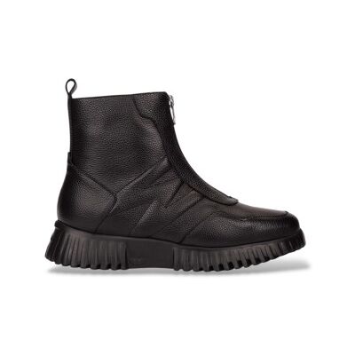Wonders für Damen. A-4425 Leder-Stiefeletten Wild schwarz (37), Wohnung, Reißverschluss, Lässig Wonders für Damen. A-4425 Leder-Stiefeletten Wild schwarz (37), Wohnung, Reißverschluss, Lässig