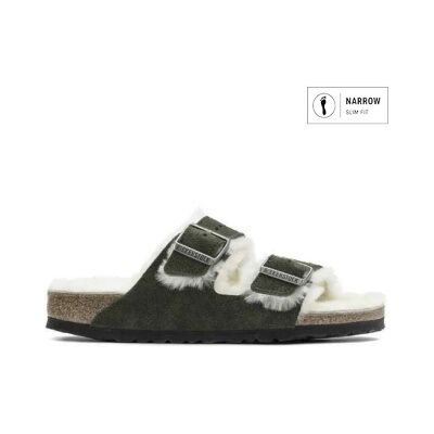 Birkenstock für Damen. 1021102 Sandalen Arizona Lammfell Wildleder (Schmale Passform) grün (40), Wohnung, Schnalle, Lässig Birkenstock für Damen. 1021102 Sandalen Arizona Lammfell Wildleder (Schmale Passform) grün (40), Wohnung, Schnalle, Lässig