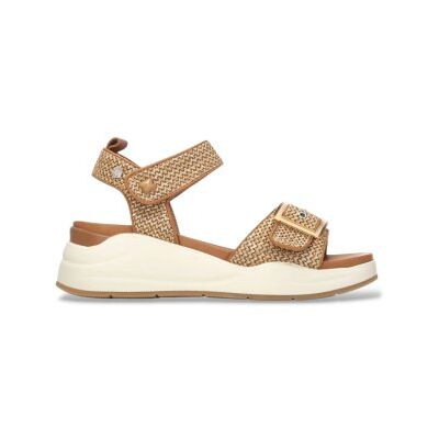 Carmela für Damen. 16326803-CAMEL Sandalen 163268 braun (37), Stoff, Wohnung, Klettverschluss, Lässig Carmela für Damen. 16326803-CAMEL Sandalen 163268 braun (37), Stoff, Wohnung, Klettverschluss, Lässig