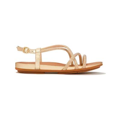 Fitflop für Damen. A3Z-675 Gracie Crystal Gold Sandalen (36), Leder, Wohnung, Schnalle, Lässig Fitflop für Damen. A3Z-675 Gracie Crystal Gold Sandalen (36), Leder, Wohnung, Schnalle, Lässig