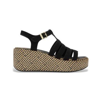 Fitflop für Damen. A5O-001 Schwarze Ledersandalen Graphic (36), 3 bis 5 cm, Schnalle, Lässig Fitflop für Damen. A5O-001 Schwarze Ledersandalen Graphic (36), 3 bis 5 cm, Schnalle, Lässig
