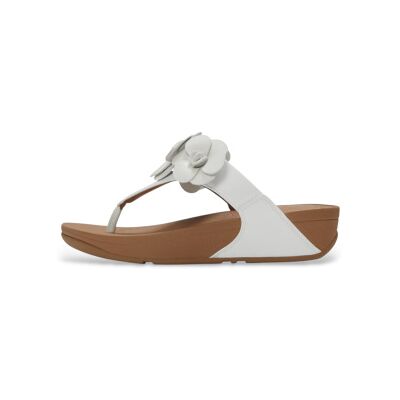 Fitflop für Damen. A4N-194 Lulu Flower Zehensteg-Sandalen aus Leder weiß (36), 3 bis 5 cm, Keine, Lässig Fitflop für Damen. A4N-194 Lulu Flower Zehensteg-Sandalen aus Leder weiß (36), 3 bis 5 cm, Keine, Lässig