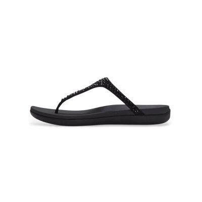 Fitflop für Damen. A5Y-001 Sandalias Solay Mixed-Crystal Toe schwarz (39), Leder, Wohnung, Keine, Lässig Fitflop für Damen. A5Y-001 Sandalias Solay Mixed-Crystal Toe schwarz (39), Leder, Wohnung, Keine, Lässig