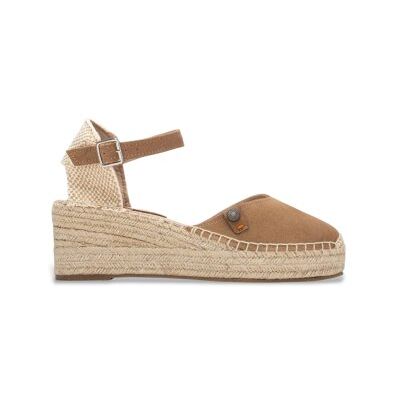 Refresh für Damen. 17523503-CAMEL Espadrilles aus Leder 175235 braun (35), 5 bis 8 cm, Spaltleder, Schnalle, Lässig Refresh für Damen. 17523503-CAMEL Espadrilles aus Leder 175235 braun (35), 5 bis 8 cm, Spaltleder, Schnalle, Lässig