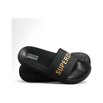 Superdry für Herren. MF310223A Flip Flops mit Code-Logo schwarz (44/45), Gold, Wohnung, Lässig, Strandbekleidung Superdry für Herren. MF310223A Flip Flops mit Code-Logo schwarz (44/45), Gold, Wohnung, Lässig, Strandbekleidung