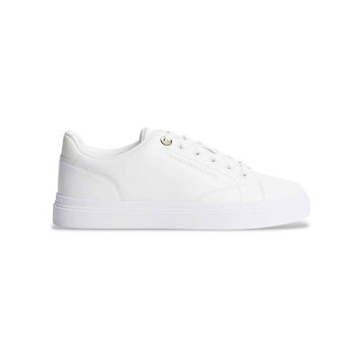 Tommy Hilfiger für Damen. FW0FW09105 Weiße Lederturnschuhe mit Metallic-Logo (40), Wohnung, Schnürsenkel, Lässig Tommy Hilfiger für Damen. FW0FW09105 Weiße Lederturnschuhe mit Metallic-Logo (40), Wohnung, Schnürsenkel, Lässig