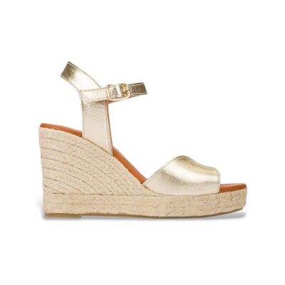 Wonders für Damen. YH-PI849_5450_7285 Espadrilles aus Leder Su gold (40), 5 bis 8 cm, Schnalle, Lässig Wonders für Damen. YH-PI849_5450_7285 Espadrilles aus Leder Su gold (40), 5 bis 8 cm, Schnalle, Lässig