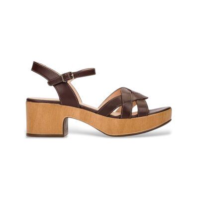 Wonders für Damen. D-8860_5675_9332 Ledersandalen Mittwoch 60 braun (37), 5 bis 8 cm, Schnalle, Lässig Wonders für Damen. D-8860_5675_9332 Ledersandalen Mittwoch 60 braun (37), 5 bis 8 cm, Schnalle, Lässig