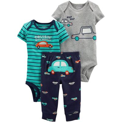 Carter's 3-tlg. Set Bodys kurzarm und Jogginghose Autos mehrfarbig Carter's 3-tlg. Set Bodys kurzarm und Jogginghose Autos mehrfarbig