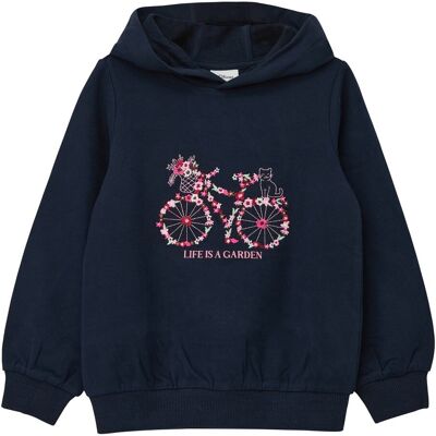 s.Oliver Sweatshirt mit Kapuze Fahrrad Blumen blau s.Oliver Sweatshirt mit Kapuze Fahrrad Blumen blau