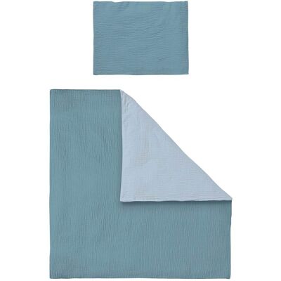 BORNINO HOME Wende-Bettwäsche Musselin 35x40/80x80 cm blau BORNINO HOME Wende-Bettwäsche Musselin 35x40/80x80 cm blau
