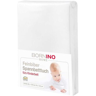 BORNINO HOME Feinbiber-Spannbetttuch 60x120 cm - 70x140 cm weiss BORNINO HOME Feinbiber-Spannbetttuch 60x120 cm - 70x140 cm weiss