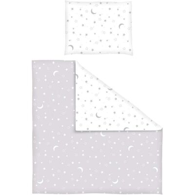 BORNINO HOME Bettwäsche Mond und Sterne 35x40 / 80x80 cm grau weiss BORNINO HOME Bettwäsche Mond und Sterne 35x40 / 80x80 cm grau weiss