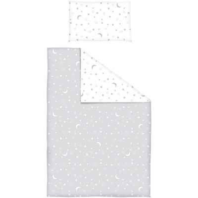BORNINO HOME Bettwäsche Mond und Sterne 40x60 / 100x135 cm grau weiss BORNINO HOME Bettwäsche Mond und Sterne 40x60 / 100x135 cm grau weiss