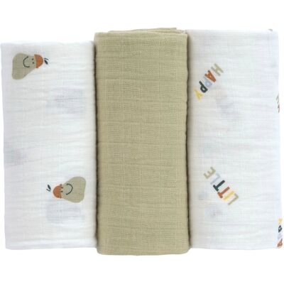 Lässig 3er-Pack Mullwindeln 60x60 cm oliv Lässig 3er-Pack Mullwindeln 60x60 cm oliv