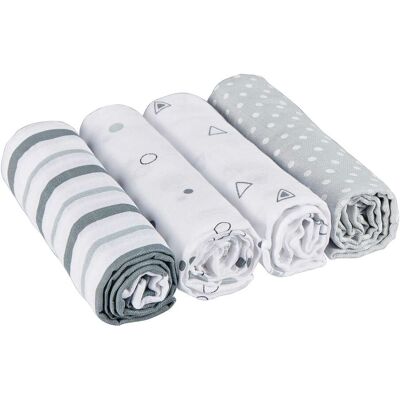 Bornino 4er-Pack Mullwindeln 80x80 cm grau Bornino 4er-Pack Mullwindeln 80x80 cm grau