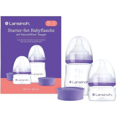 Lansinoh Starter-Set Babyflaschen NaturalWave Sauger, Anti-Kolik-Weithals, 60ml & 160ml Lansinoh Starter-Set Babyflaschen NaturalWave Sauger, Anti-Kolik-Weithals, 60ml & 160ml