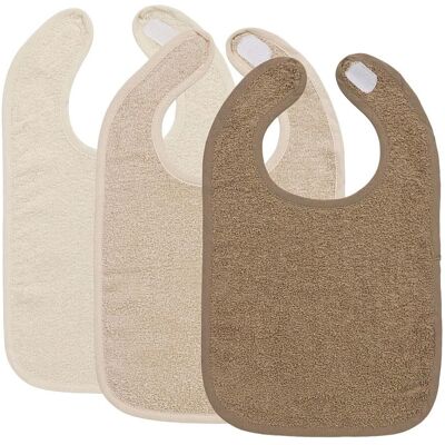 Meyco Baby 3er-Pack Klettlätzchen natur beige braun Meyco Baby 3er-Pack Klettlätzchen natur beige braun