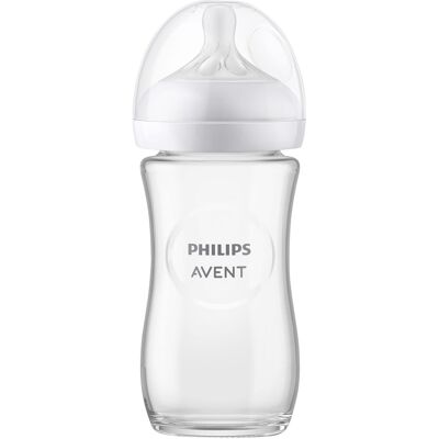 Philips Avent Babyflasche Natural Response, Glas, 240ml, ab 1M transparent Philips Avent Babyflasche Natural Response, Glas, 240ml, ab 1M transparent
