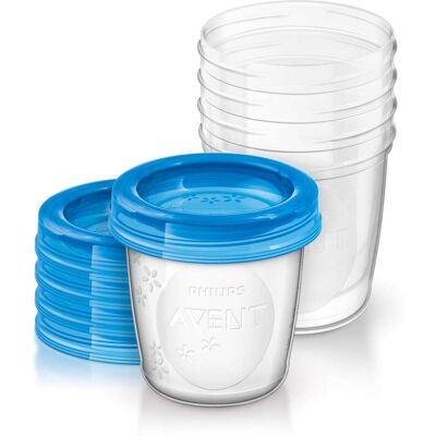 Philips Avent Aufbewahrungsbecher für Muttermilch, SCF619/05, 5x180ml Becher transparent Philips Avent Aufbewahrungsbecher für Muttermilch, SCF619/05, 5x180ml Becher transparent