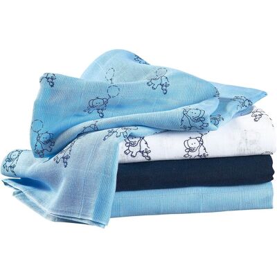 Bornino 4er-Pack Mullwindeln 80x80 cm hellblau Bornino 4er-Pack Mullwindeln 80x80 cm hellblau