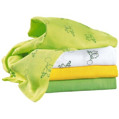 Bornino 4er-Pack Mullwindeln 80x80 cm gruen Bornino 4er-Pack Mullwindeln 80x80 cm gruen