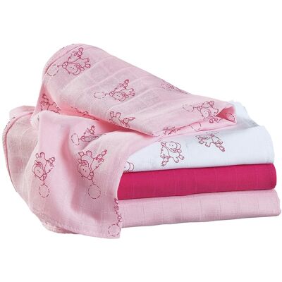 Bornino 4er-Pack Mullwindeln 80x80 cm rosa Bornino 4er-Pack Mullwindeln 80x80 cm rosa