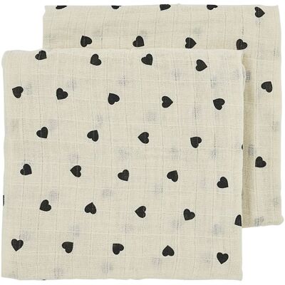 Meyco Baby 2er-Pack Mullwindeln 70x70 cm beige schwarz Meyco Baby 2er-Pack Mullwindeln 70x70 cm beige schwarz