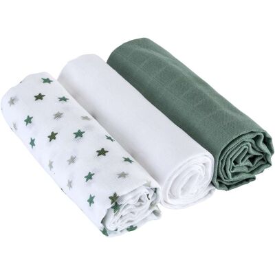 Bornino 3er-Pack Mullwindeln Sterne 80x80 cm mehrfarbig Bornino 3er-Pack Mullwindeln Sterne 80x80 cm mehrfarbig