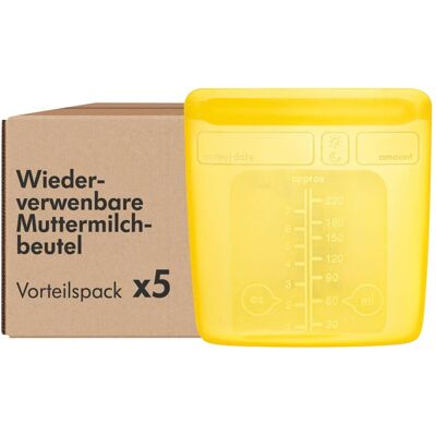 Medela Silikon Muttermilchbeutel wiederverwendbar, 5 Stück gelb Medela Silikon Muttermilchbeutel wiederverwendbar, 5 Stück gelb