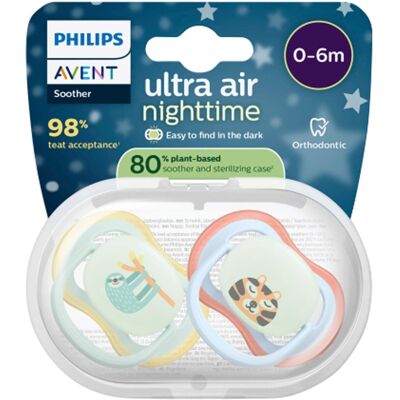 Philips Avent 2er-Pack Schnuller ultra air Nighttime, 0-6M blau Philips Avent 2er-Pack Schnuller ultra air Nighttime, 0-6M blau