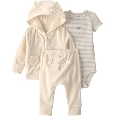 Carter's 3-tlg. Set Body kurzarm, Sweatjacke und Jogginghose Frottee Schaf natur Carter's 3-tlg. Set Body kurzarm, Sweatjacke und Jogginghose Frottee Schaf natur