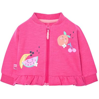 BOBOLI Sweatjacke Früchte Rüschen pink BOBOLI Sweatjacke Früchte Rüschen pink