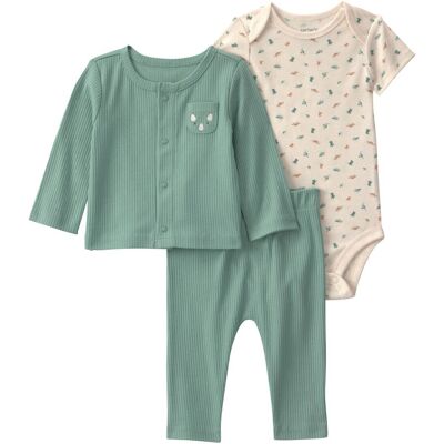 Carter's 3-tlg. Set Body kurzarm, Jacke und Hose Dinos Rippqualität gruen natur Carter's 3-tlg. Set Body kurzarm, Jacke und Hose Dinos Rippqualität gruen natur