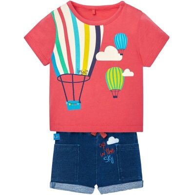 BOBOLI 2-tlg. Set T-Shirt und Jeans-Shorts Heißluftballons mehrfarbig BOBOLI 2-tlg. Set T-Shirt und Jeans-Shorts Heißluftballons mehrfarbig