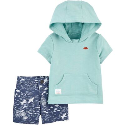 Carter's 2-tlg. Set T-Shirt mit Kapuze und Sweatshorts blau Carter's 2-tlg. Set T-Shirt mit Kapuze und Sweatshorts blau